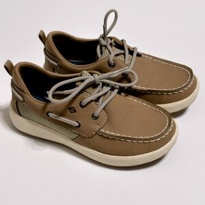 Sperry Kid's Fairwater PLUSHWAVE Boat Shoe Size 13 Tan Beige Tie Lace Up Casual